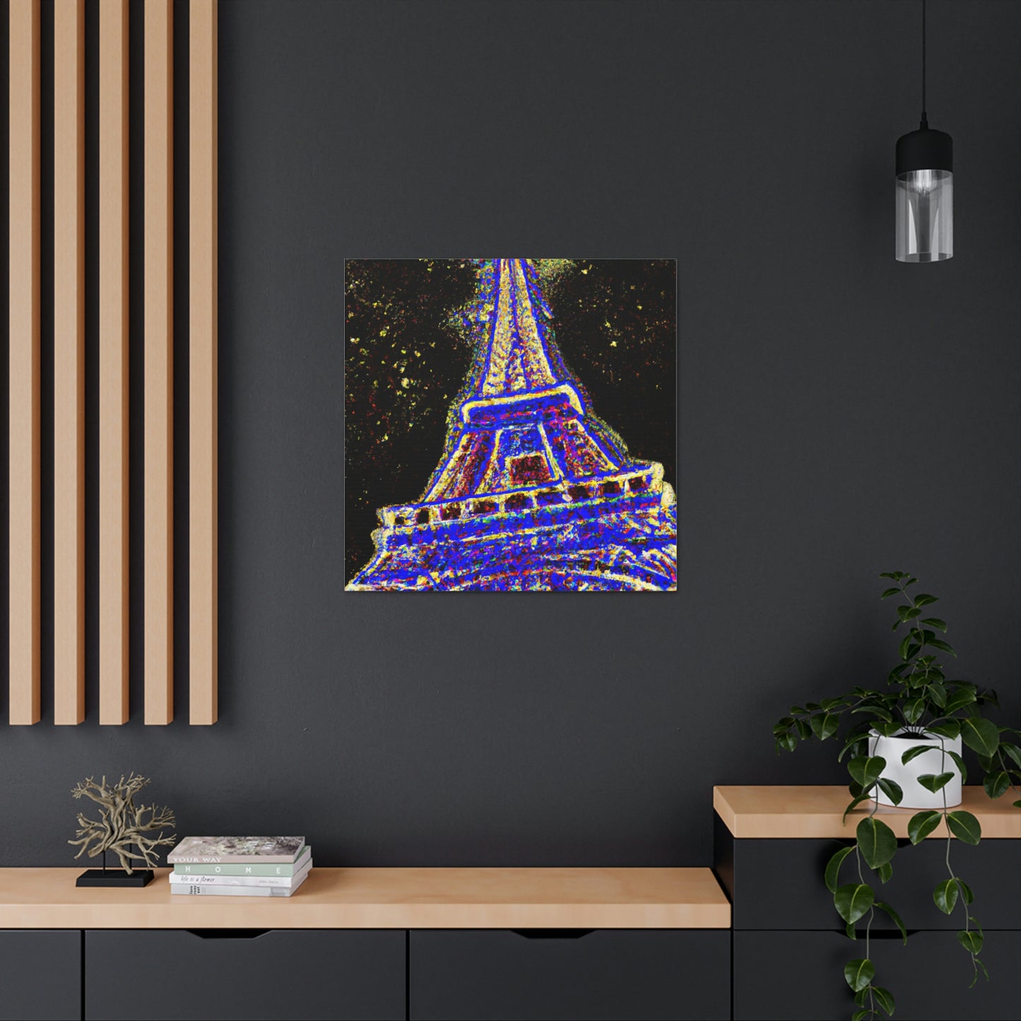 Jackson Pollock-Inspired Sparkle Eiffel Tower Canvas Print by PenPencilArt