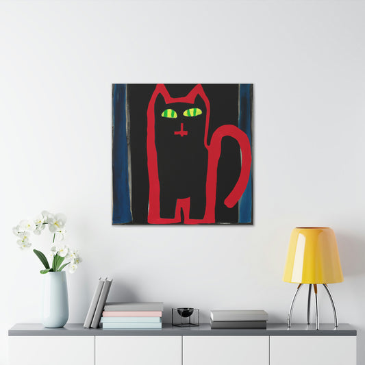 "Jasper Johns-Inspired Black Cat Canvas Print" by PenPencilArt