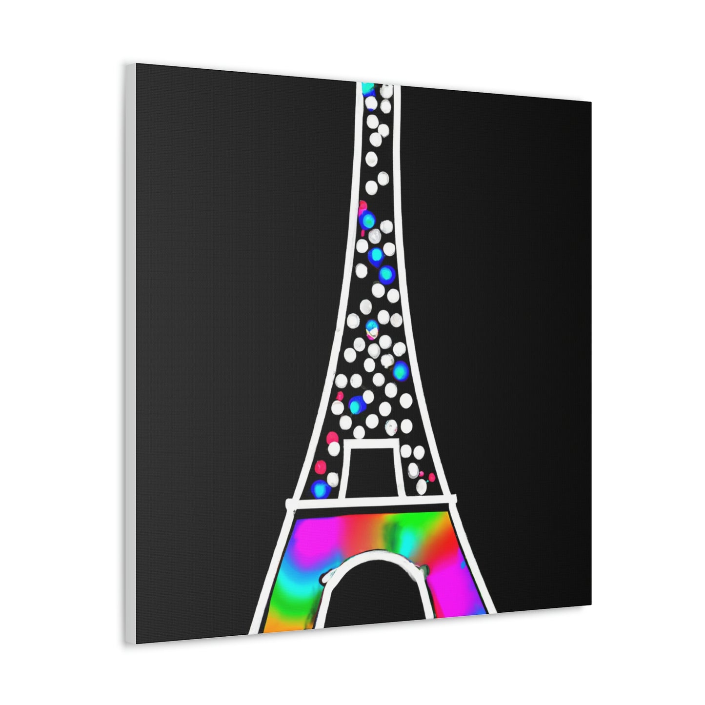 "Sparkling Eiffel Tower Canvas Print in Keith Haring–Inspired Style" by PenPencilArt