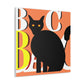 "Black Cat Canvas Print in Robert Indiana-Inspired Art Style" by PenPencilArt