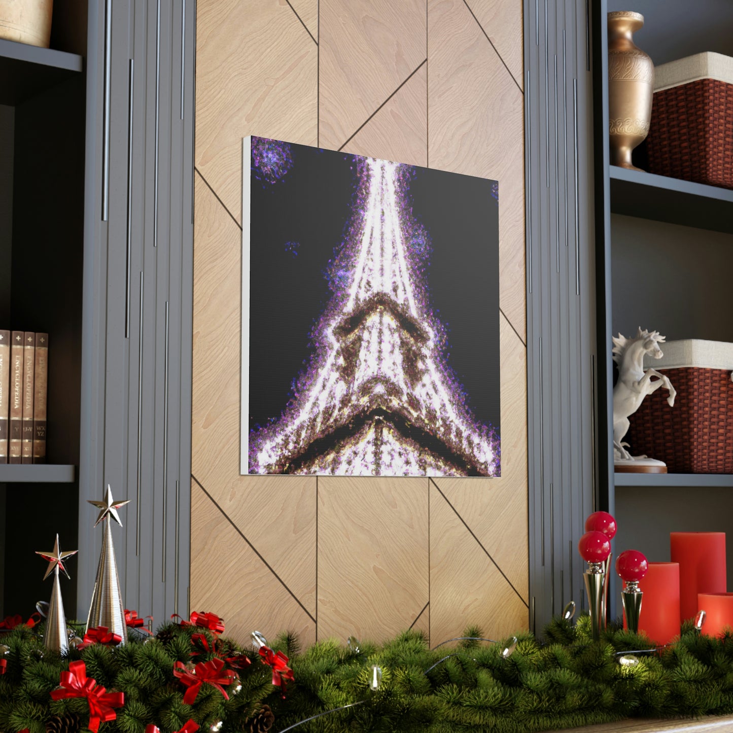 "Sparkling Eiffel Tower Canvas Print in Georgia O'Keeffe Style" by PenPencilArt