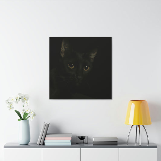 "Black Cat Wall Art in James Gill Style - Canvas Print" by PenPencilArt