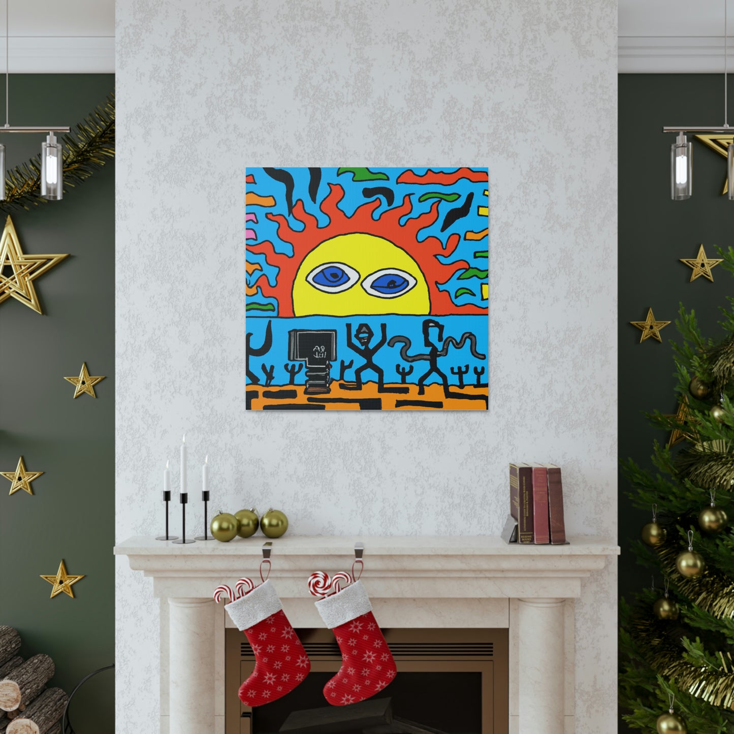 "Keith Haring-Style Sunrise Canvas Print | Style Your Home with Art" by PenPencilArt