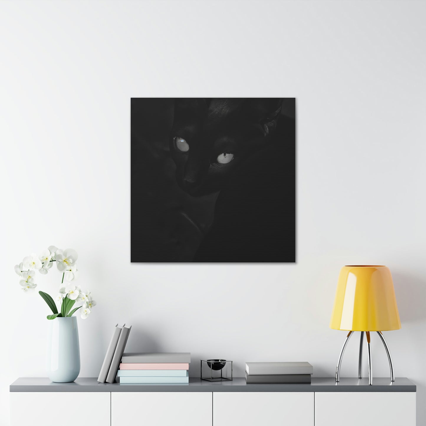 "Mel Ramos-Inspired Black Cat Canvas Print" by PenPencilArt