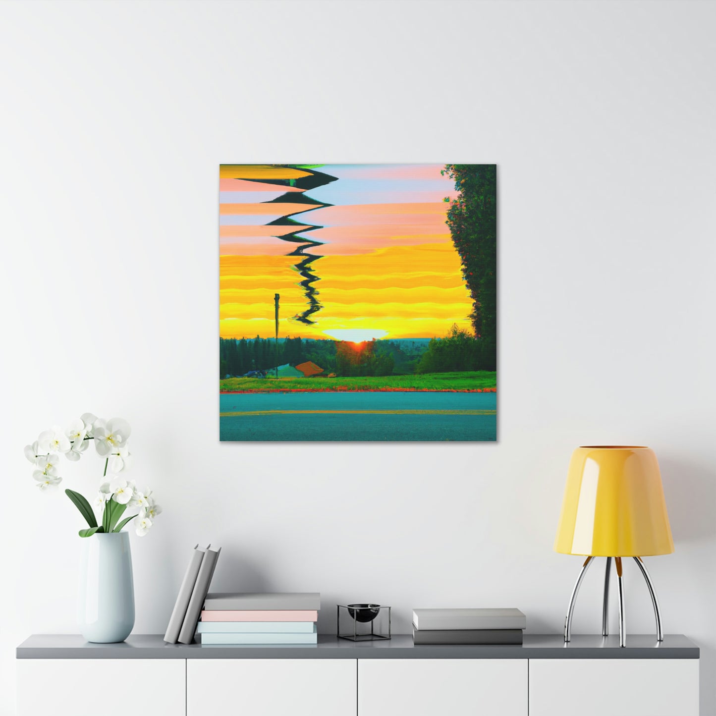 "David Hockney-Inspired Sunrise Canvas Print" by PenPencilArt