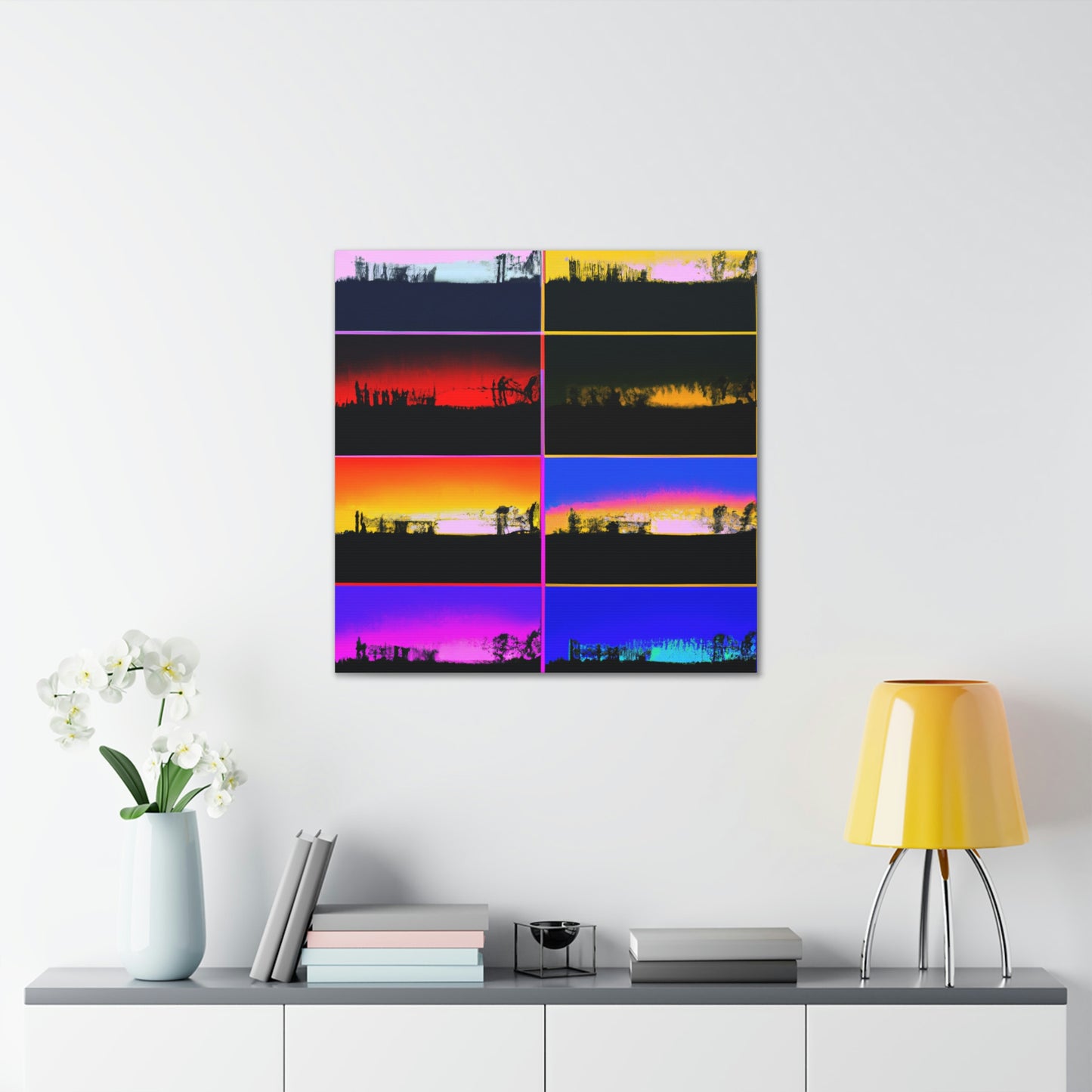 "Andy Warhol-Style Sunrise Canvas Print" by PenPencilArt