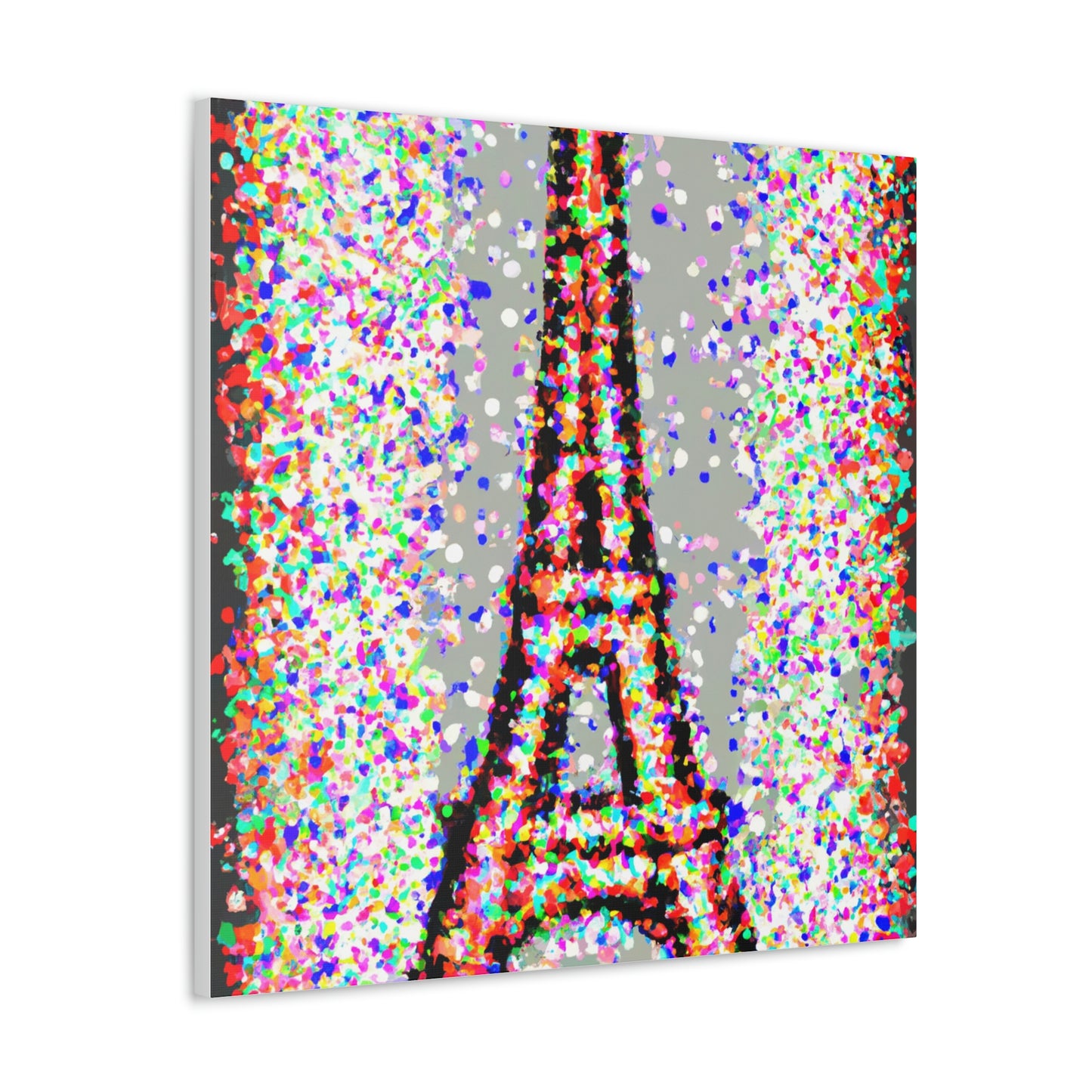 "Sparkling Eiffel Tower Canvas Print in Jasper Johns-Inspired Style" by PenPencilArt