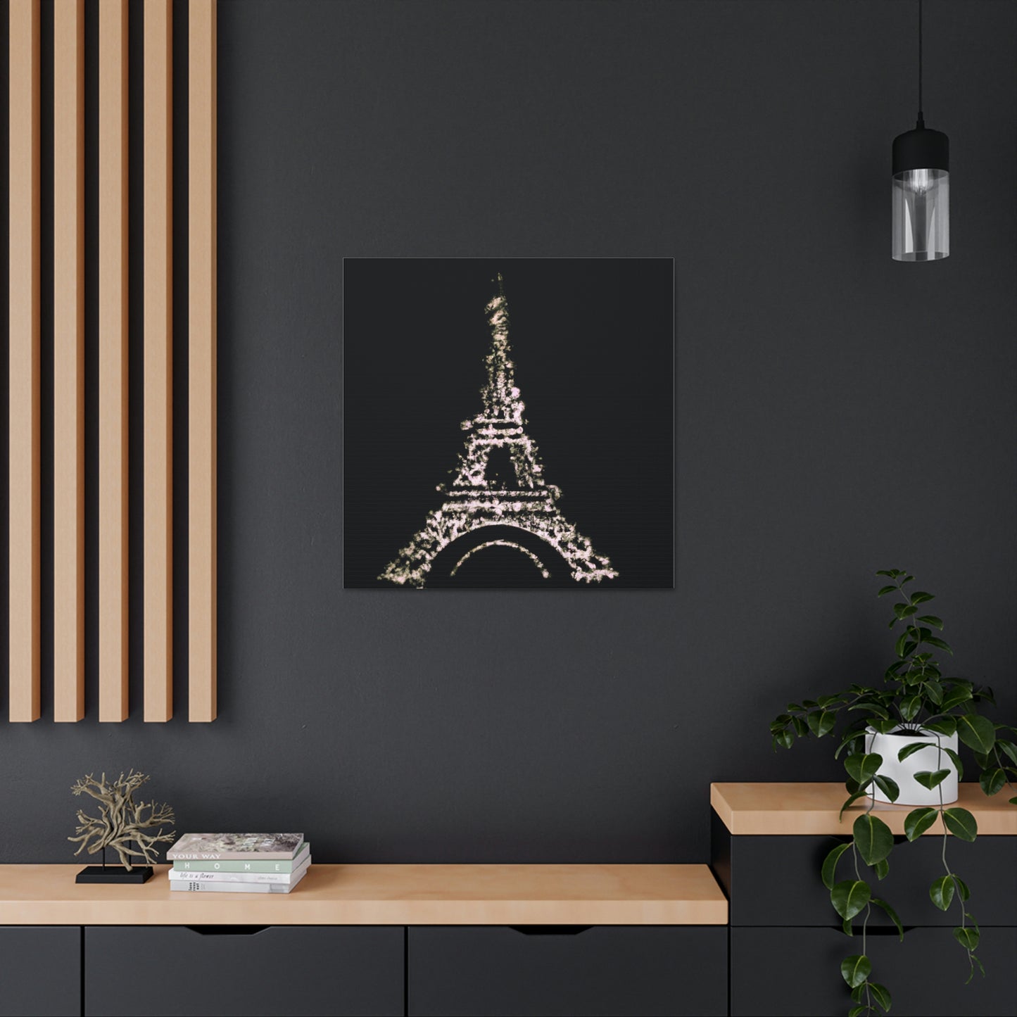 "Sparkling Eiffel Tower Canvas Print Inspired by Banksy" by PenPencilArt