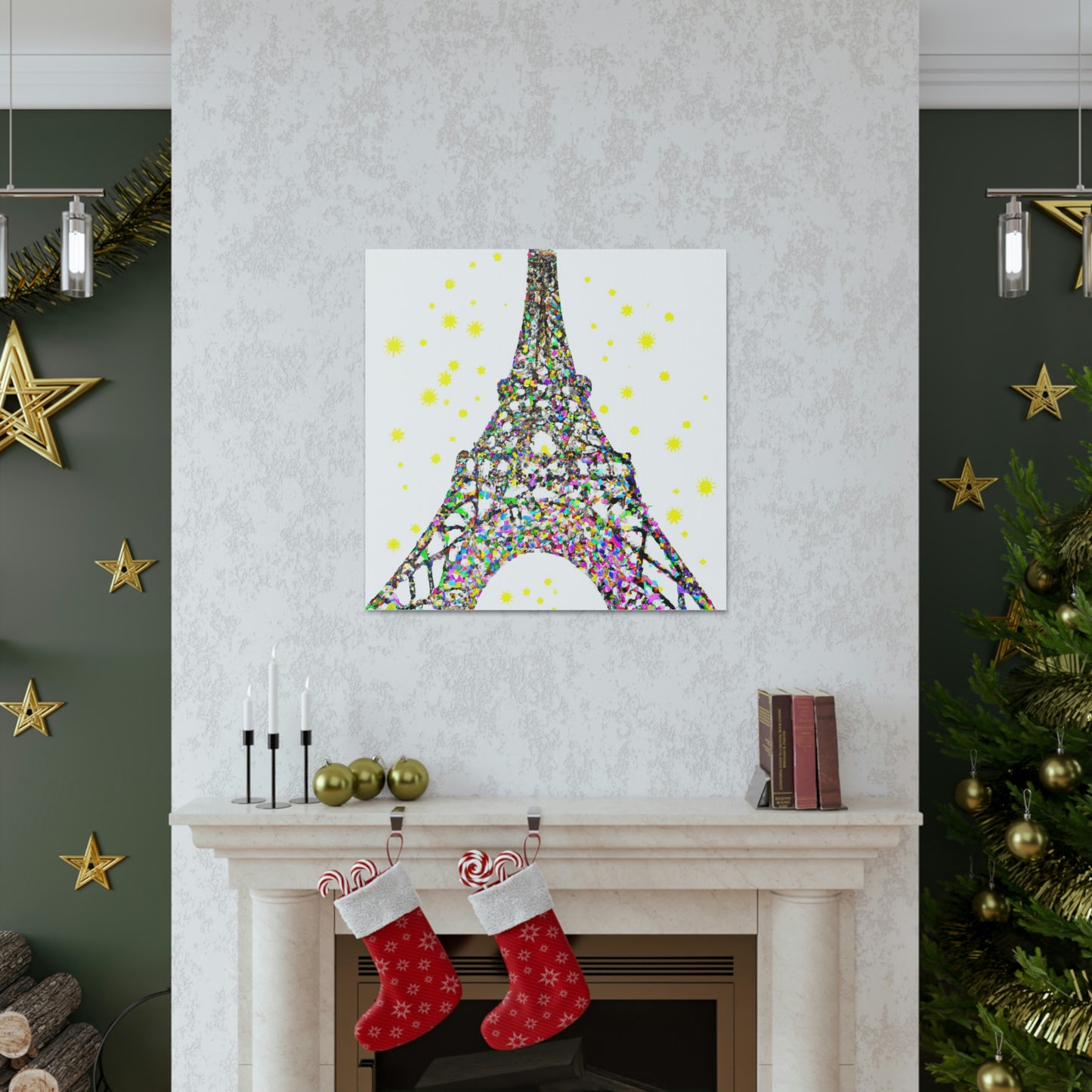 "Sparkling Eiffel Tower Canvas Print - Takashi Murakami Inspired" by PenPencilArt