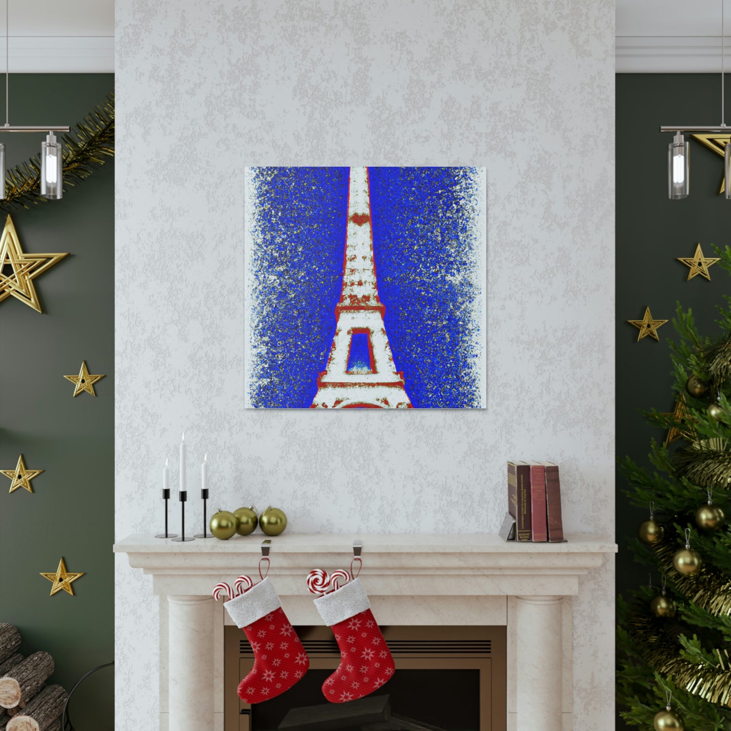 Eiffel Tower Canvas Print Inspired by Mark Rothko with Sparkles by PenPencilArt