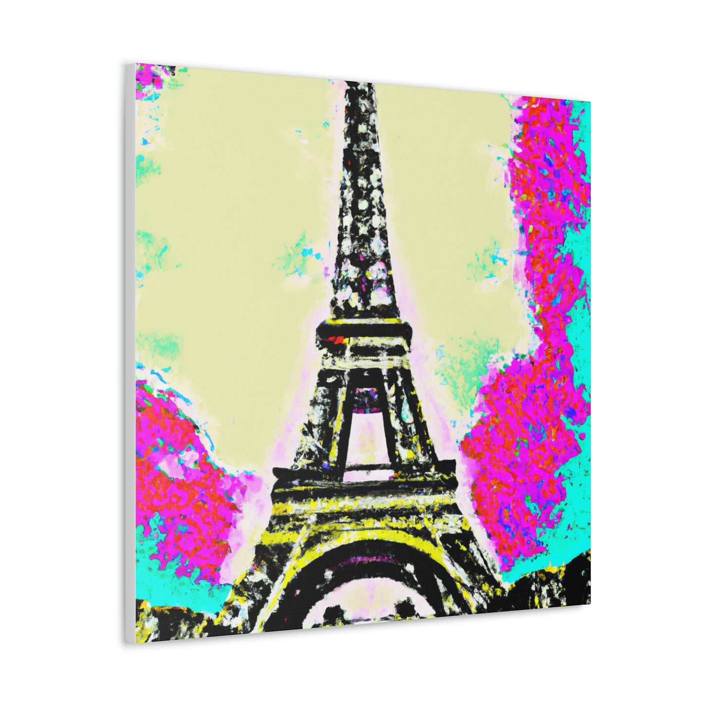 "David Hockney-Inspired Sparkling Eiffel Tower Canvas Print" by PenPencilArt