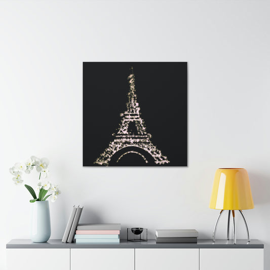 "Sparkling Eiffel Tower Canvas Print Inspired by Banksy" by PenPencilArt