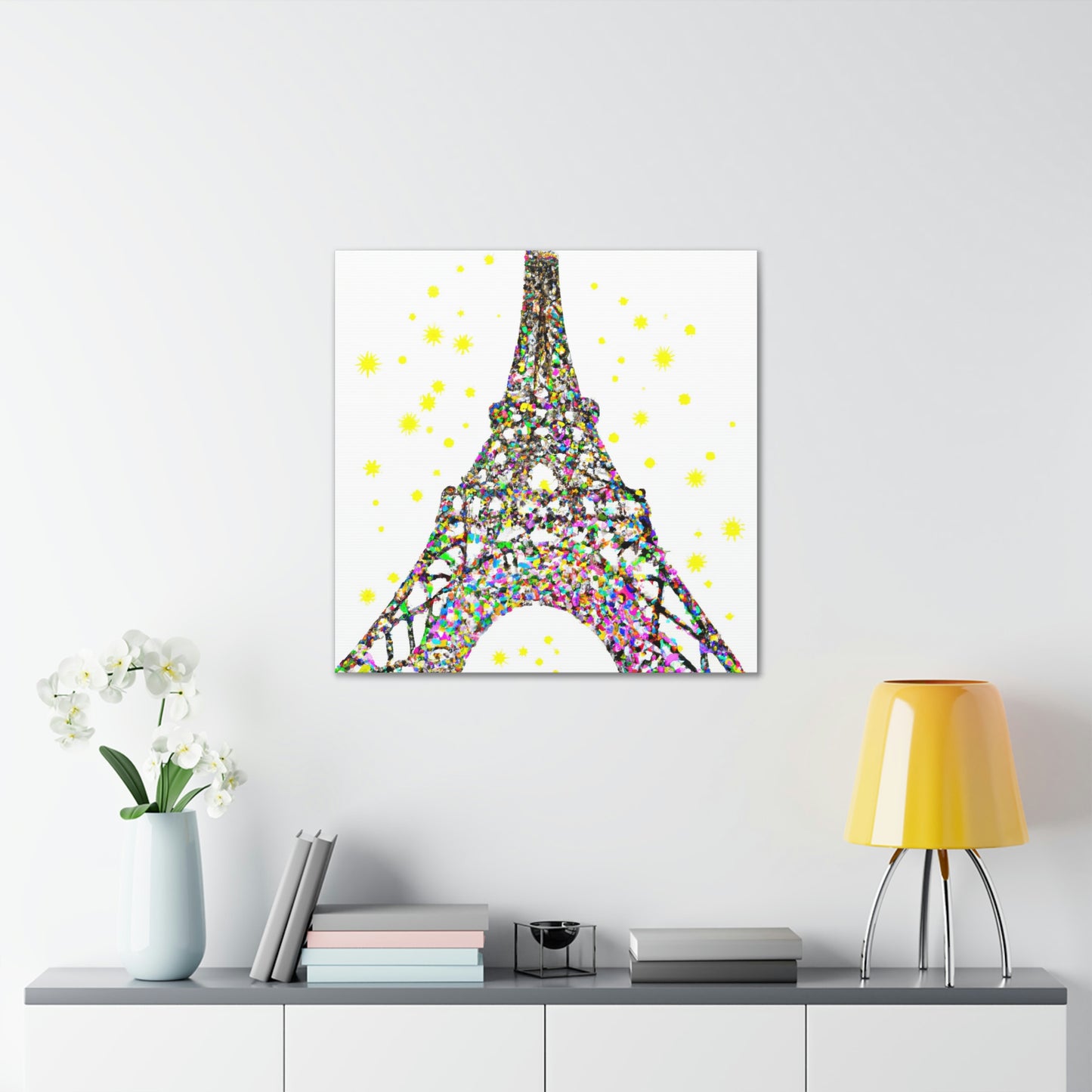 "Sparkling Eiffel Tower Canvas Print - Takashi Murakami Inspired" by PenPencilArt