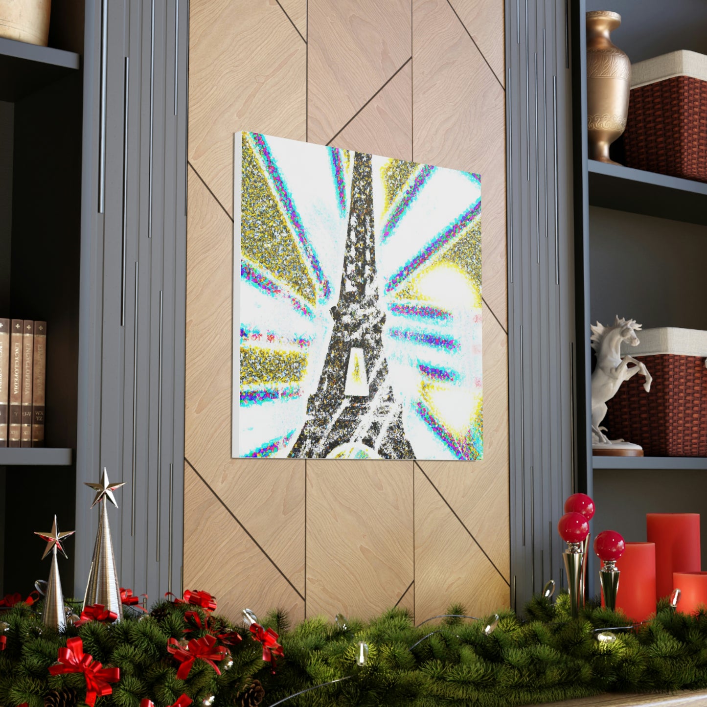 "Mimmo Rotella-Inspired Canvas Print of a Sparkling Eiffel Tower" by PenPencilArt