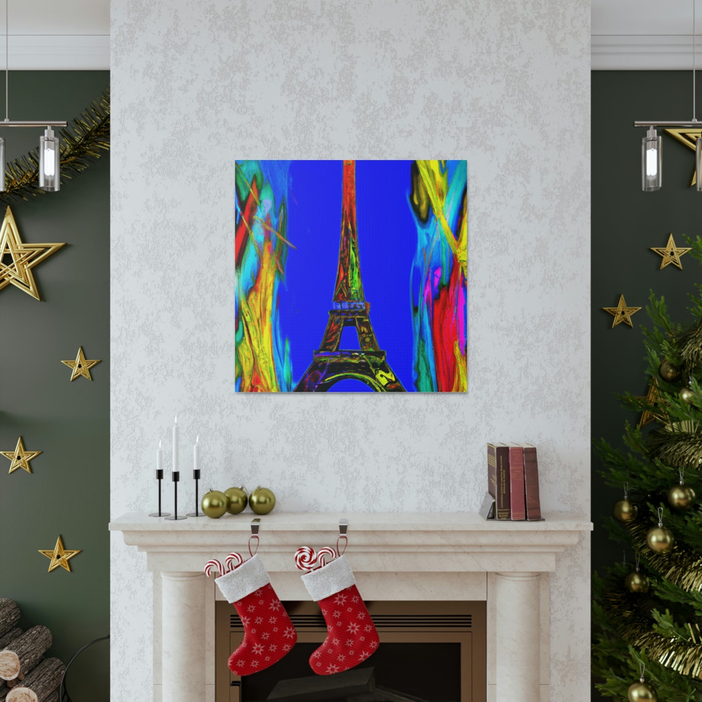 "Willem de Kooning Style Sparkling Eiffel Tower Canvas Print" by PenPencilArt