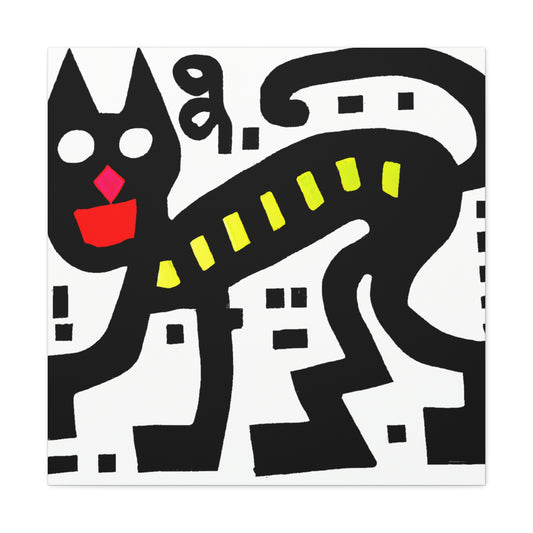 "Keith Haring-Inspired Black Cat Canvas Print" by PenPencilArt