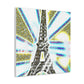 "Mimmo Rotella-Inspired Canvas Print of a Sparkling Eiffel Tower" by PenPencilArt
