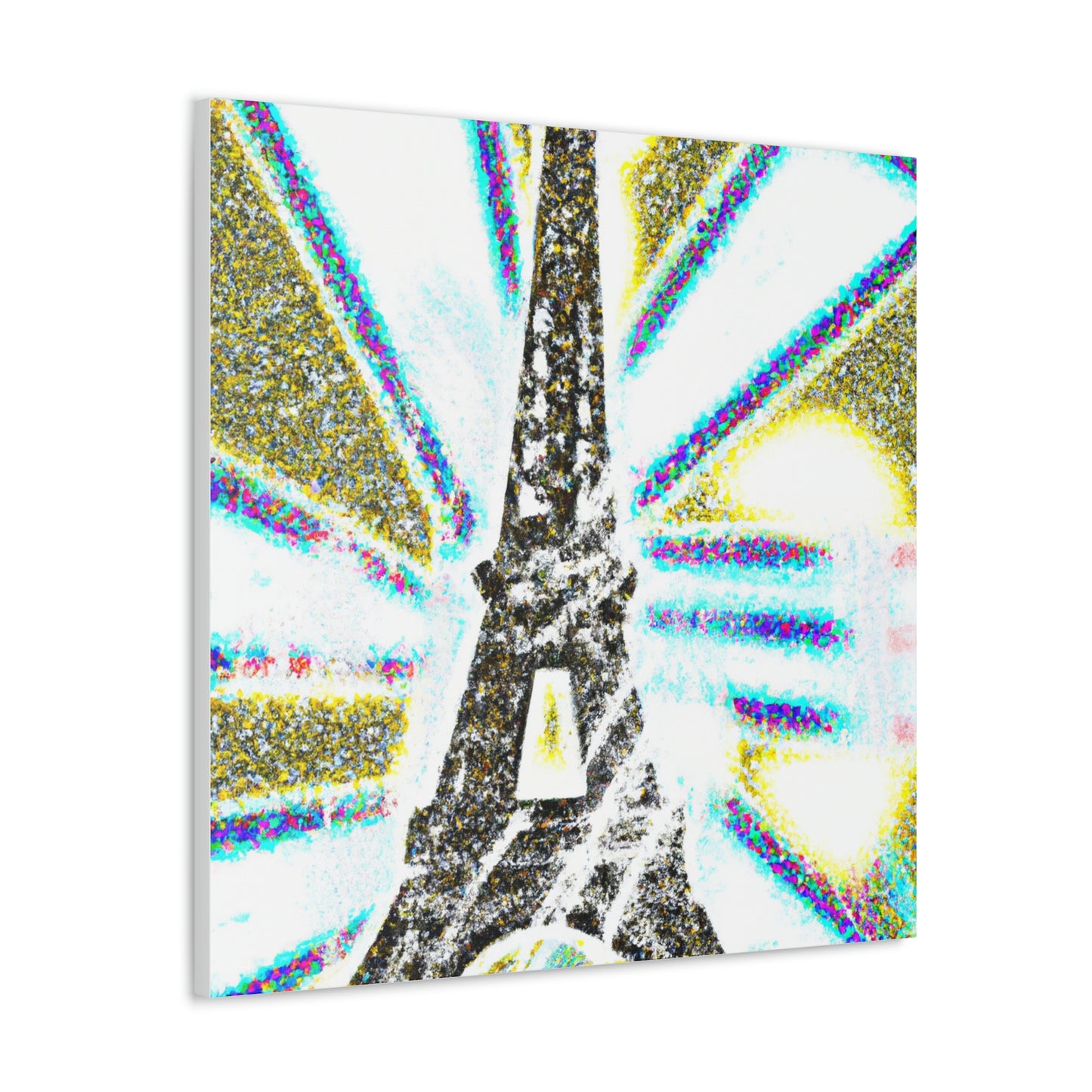 "Mimmo Rotella-Inspired Canvas Print of a Sparkling Eiffel Tower" by PenPencilArt