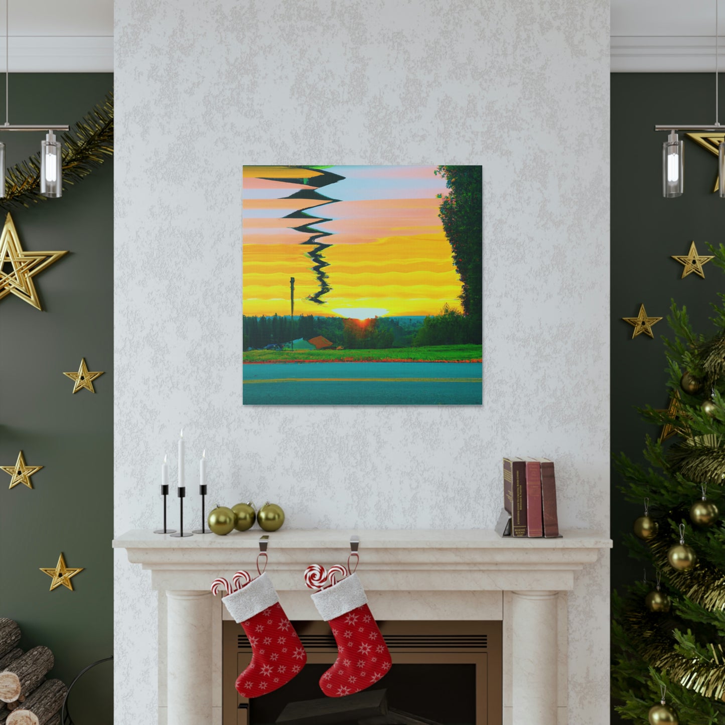 "David Hockney-Inspired Sunrise Canvas Print" by PenPencilArt