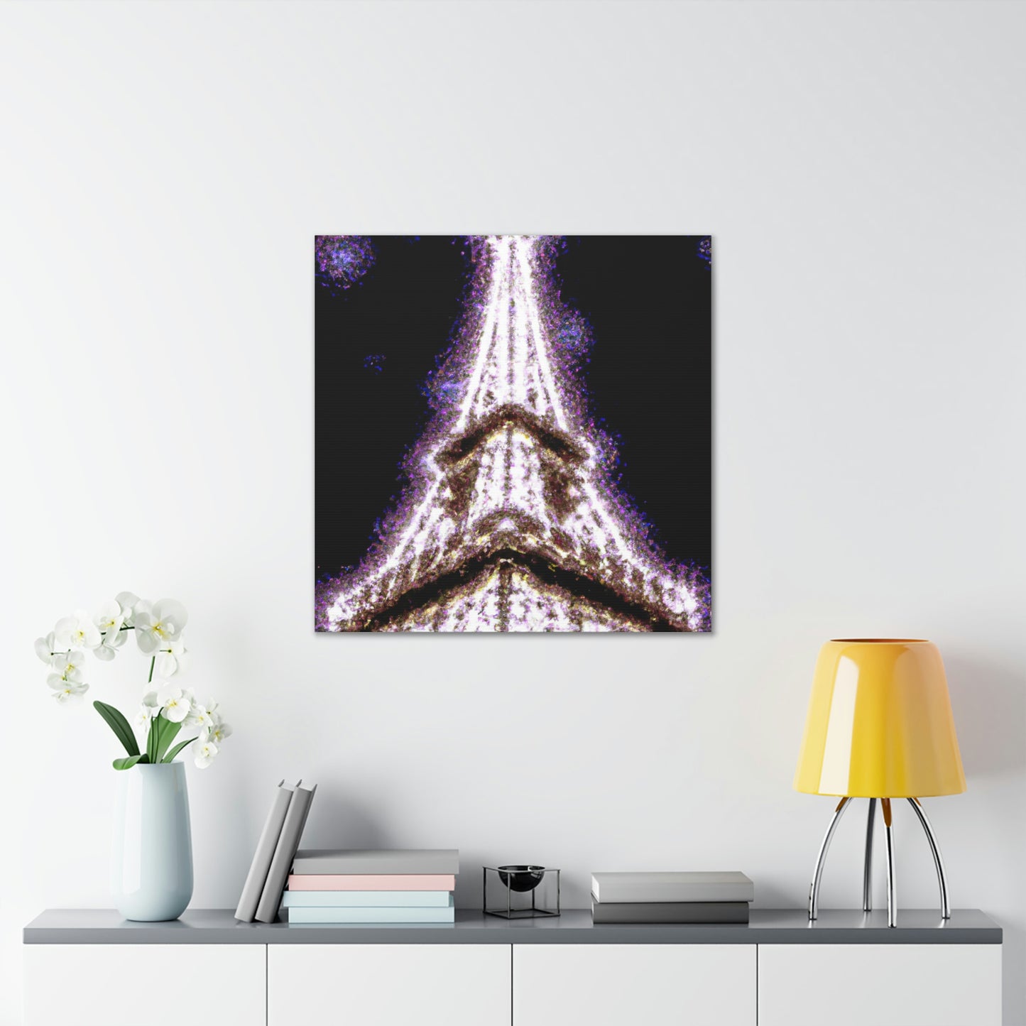 "Sparkling Eiffel Tower Canvas Print in Georgia O'Keeffe Style" by PenPencilArt