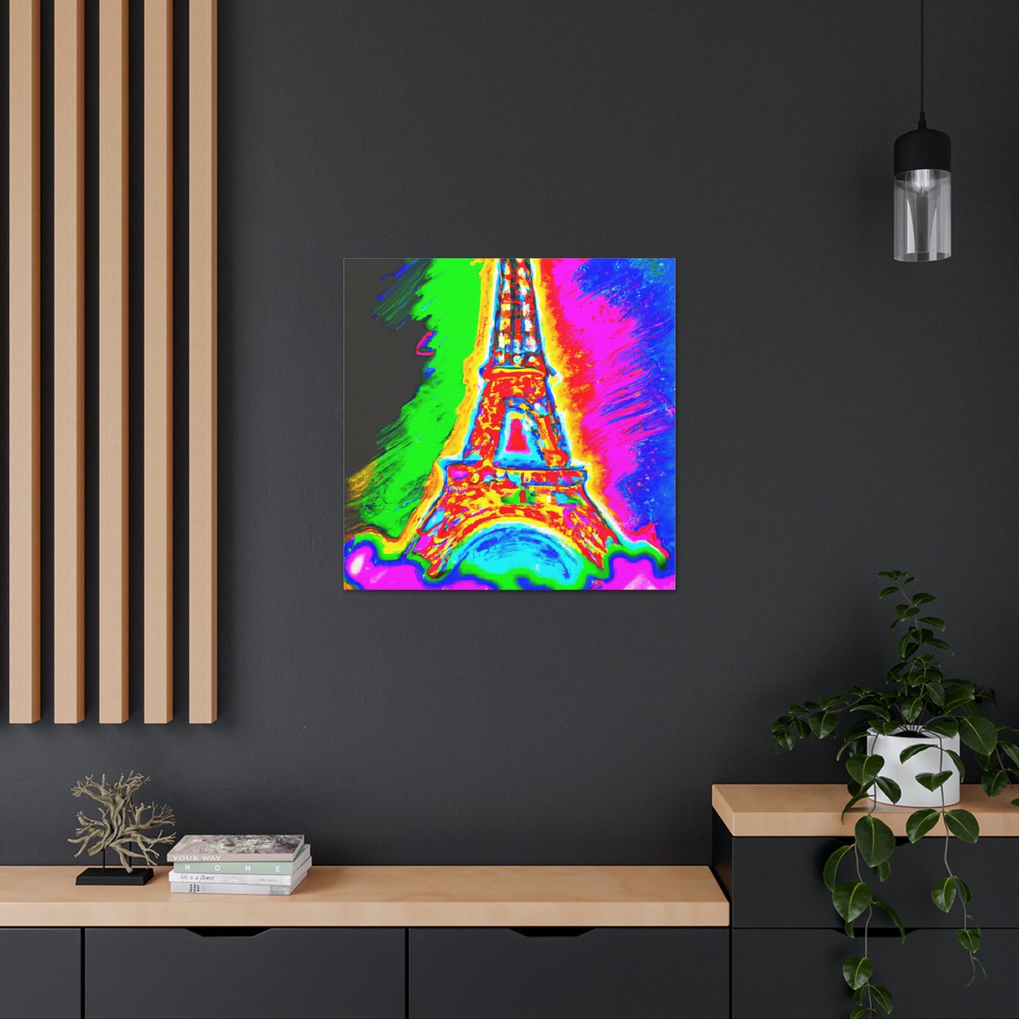 "Peter Max-Inspired Canvas Print of Sparkling Eiffel Tower" by PenPencilArt