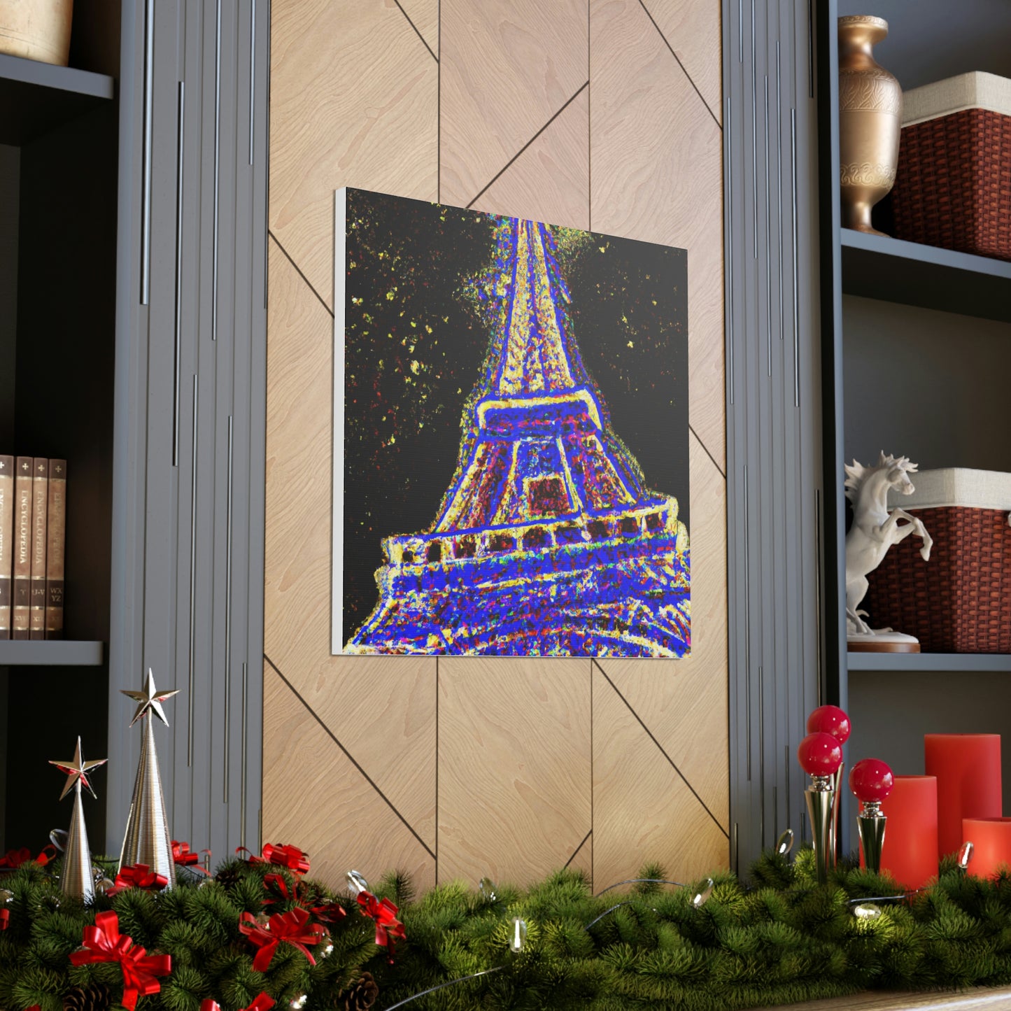 Jackson Pollock-Inspired Sparkle Eiffel Tower Canvas Print by PenPencilArt