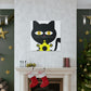 "Takashi Murakami-Inspired Black Cat Canvas Print" by PenPencilArt