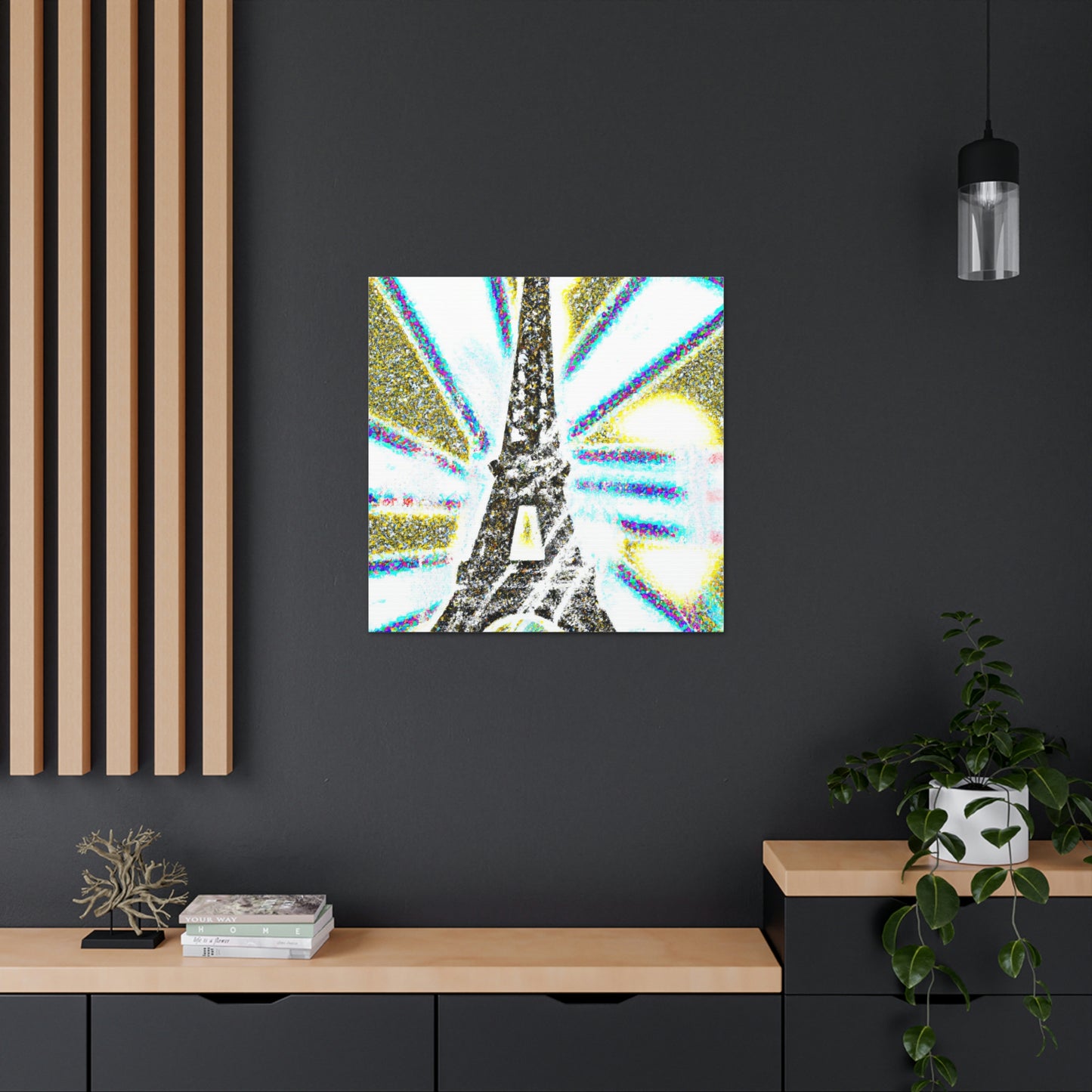 "Mimmo Rotella-Inspired Canvas Print of a Sparkling Eiffel Tower" by PenPencilArt