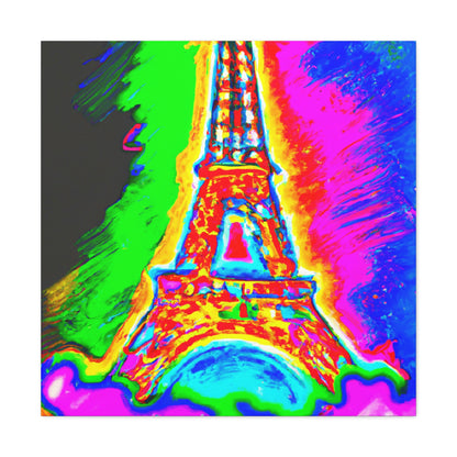 "Peter Max-Inspired Canvas Print of Sparkling Eiffel Tower" by PenPencilArt