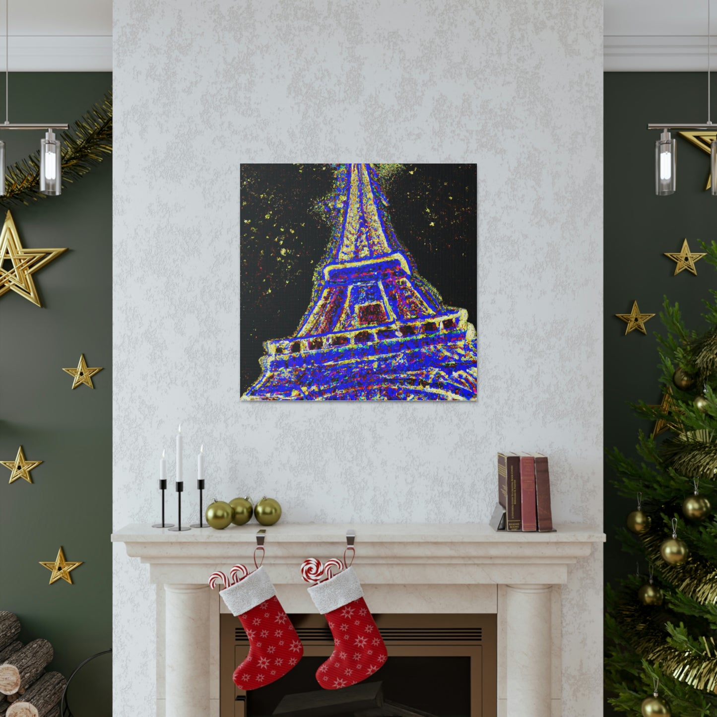 Jackson Pollock-Inspired Sparkle Eiffel Tower Canvas Print by PenPencilArt