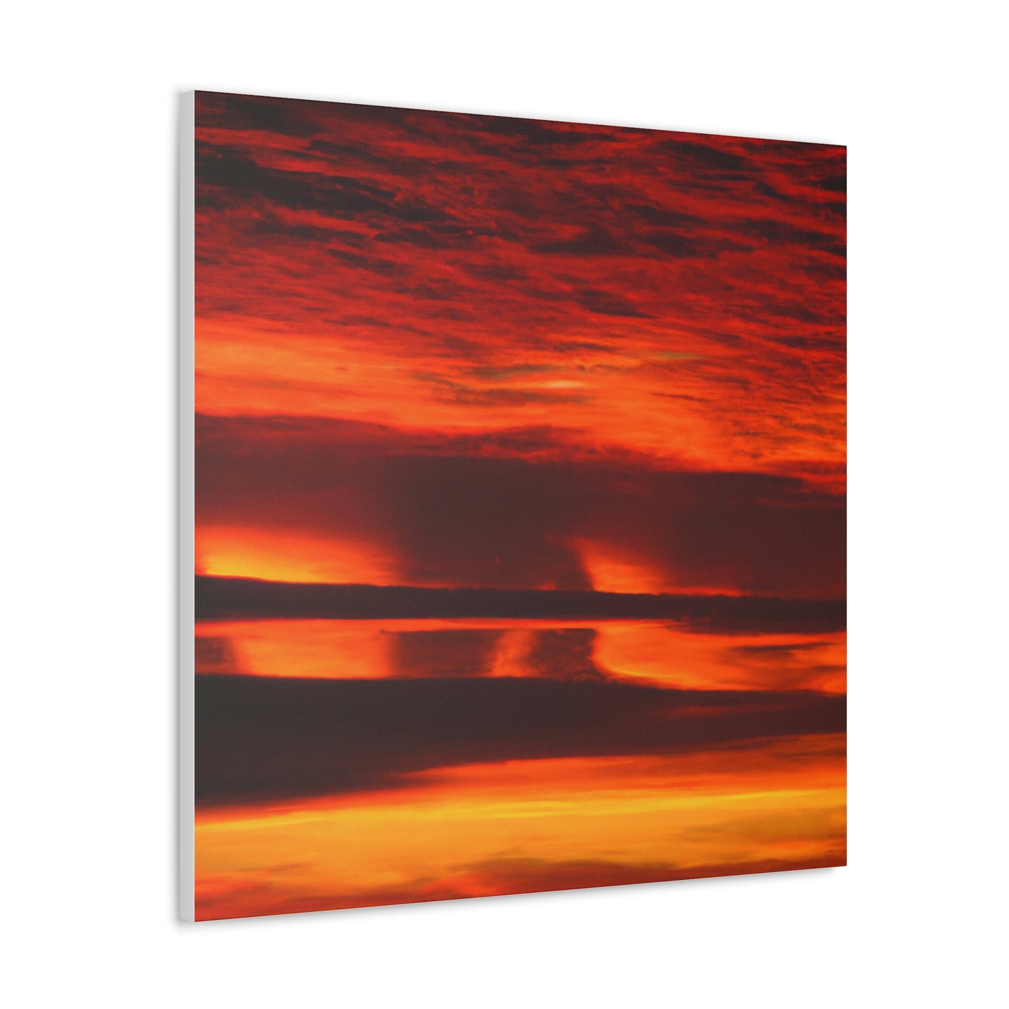 "Astonishing Red Yellow Sunrise Canvas Print Inspired by Georgia O'Keeffe" by PenPencilArt