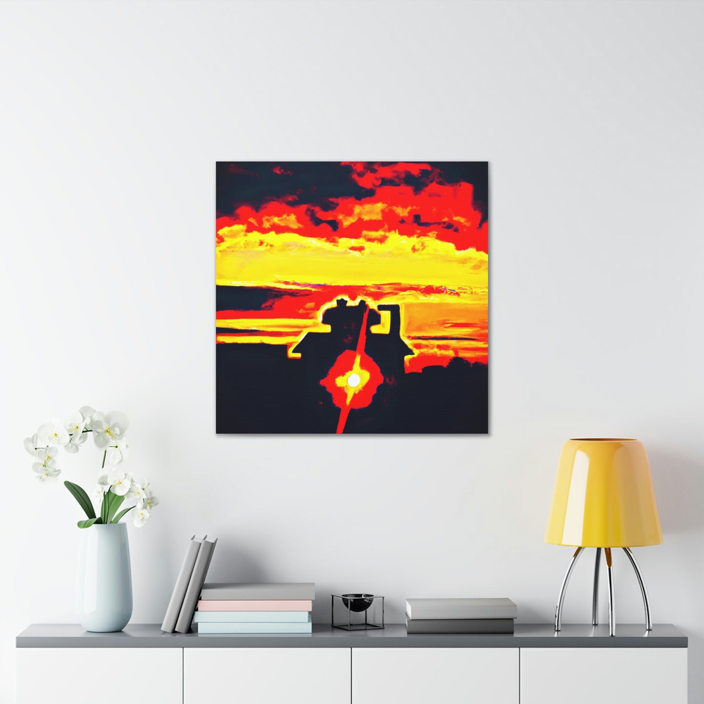 "Banksy-Style Sunrise Canvas Print" by PenPencilArt