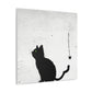 "Banksy-Inspired Wall Canvas Print Featuring A Black Cat" by PenPencilArt