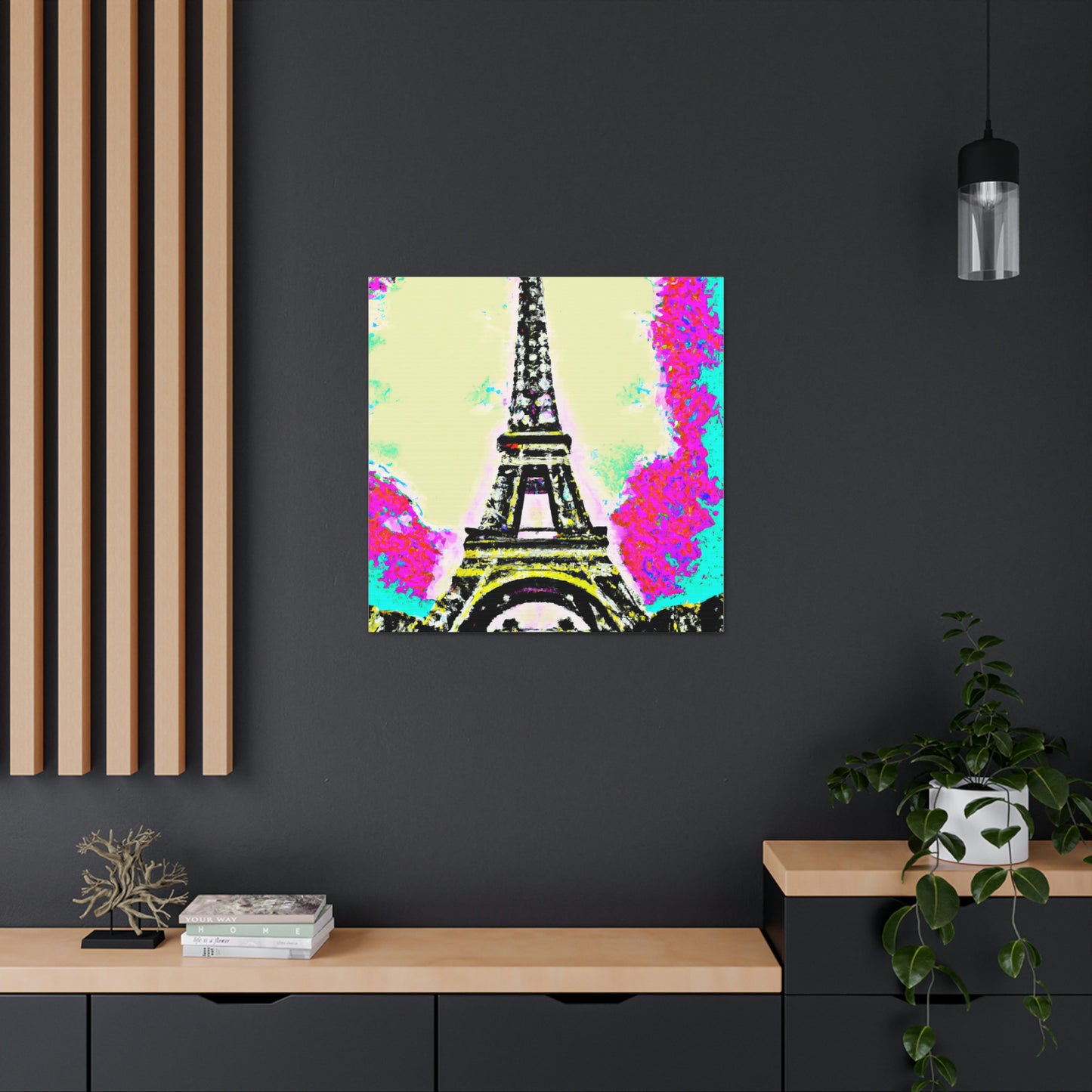 "David Hockney-Inspired Sparkling Eiffel Tower Canvas Print" by PenPencilArt