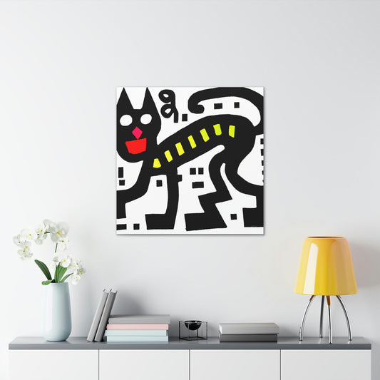 "Keith Haring-Inspired Black Cat Canvas Print" by PenPencilArt