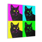 "Black Cat Canvas Print - Inspired by Andy Warhol's Style" by PenPencilArt