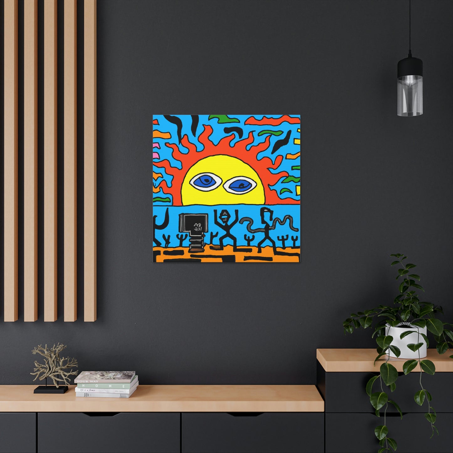 "Keith Haring-Style Sunrise Canvas Print | Style Your Home with Art" by PenPencilArt