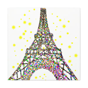 "Sparkling Eiffel Tower Canvas Print - Takashi Murakami Inspired" by PenPencilArt