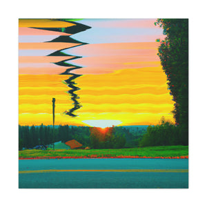 "David Hockney-Inspired Sunrise Canvas Print" by PenPencilArt