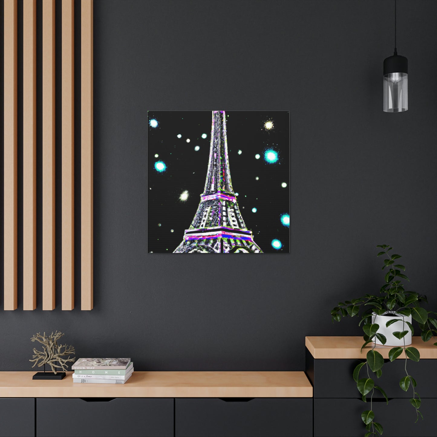 "Hariton Pushwagner-Inspired Sparkling Eiffel Tower Canvas Print" by PenPencilArt