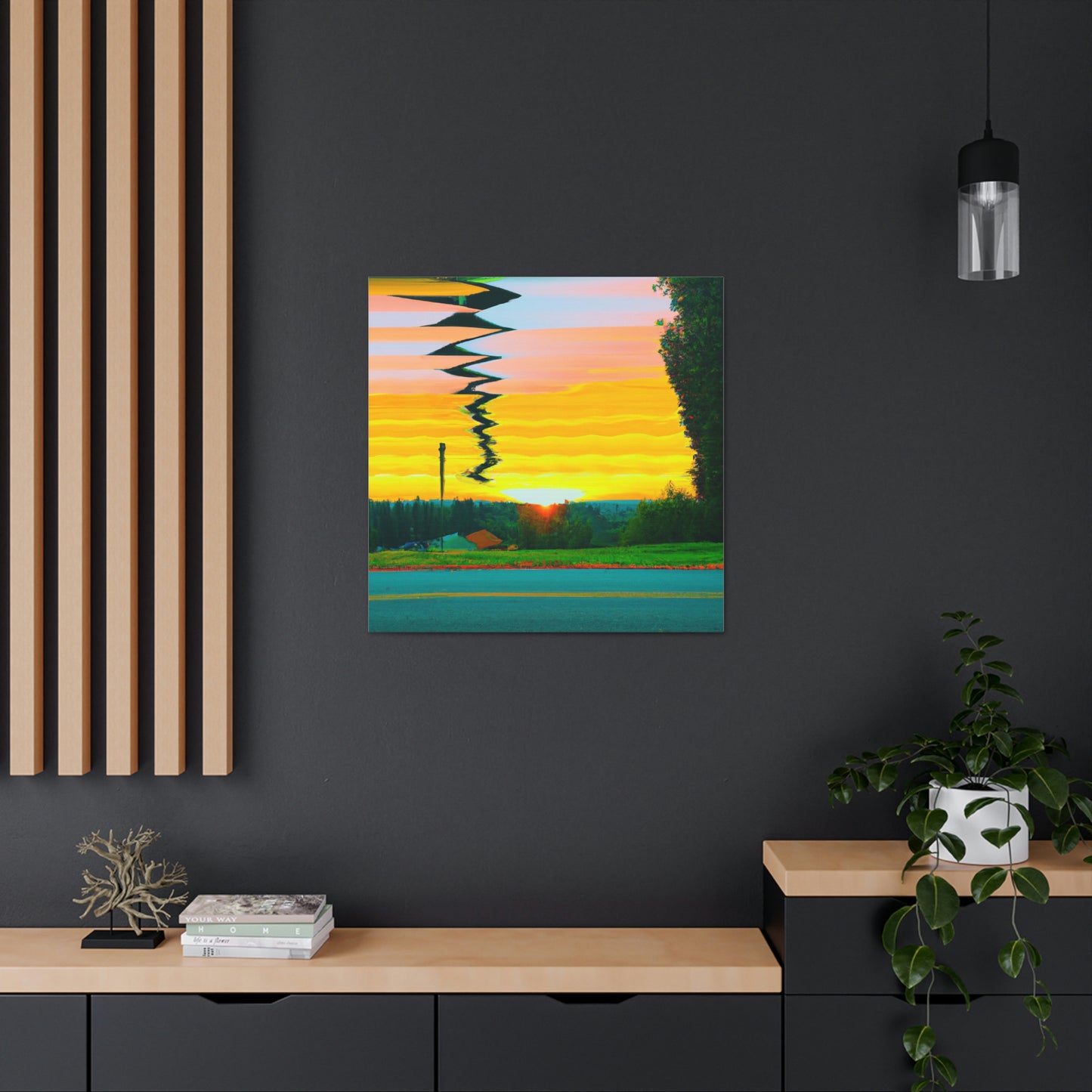 "David Hockney-Inspired Sunrise Canvas Print" by PenPencilArt