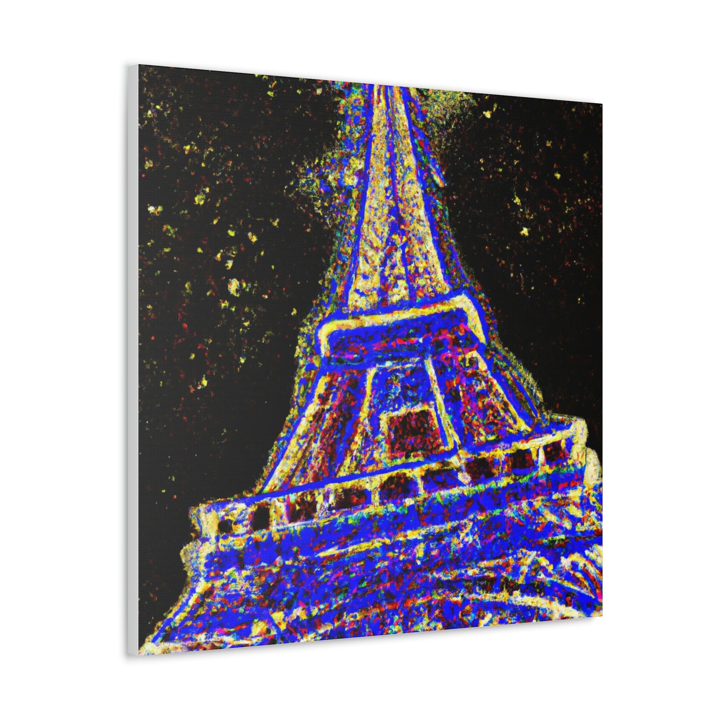 Jackson Pollock-Inspired Sparkle Eiffel Tower Canvas Print by PenPencilArt