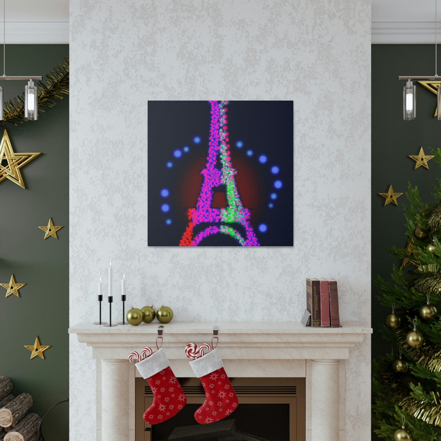 "Sparkling Eiffel Tower Canvas Print Inspired by Robert Indiana" by PenPencilArt