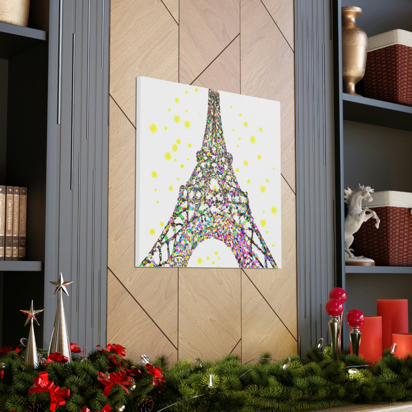 "Sparkling Eiffel Tower Canvas Print - Takashi Murakami Inspired" by PenPencilArt