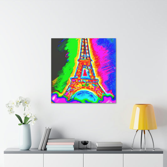"Peter Max-Inspired Canvas Print of Sparkling Eiffel Tower" by PenPencilArt