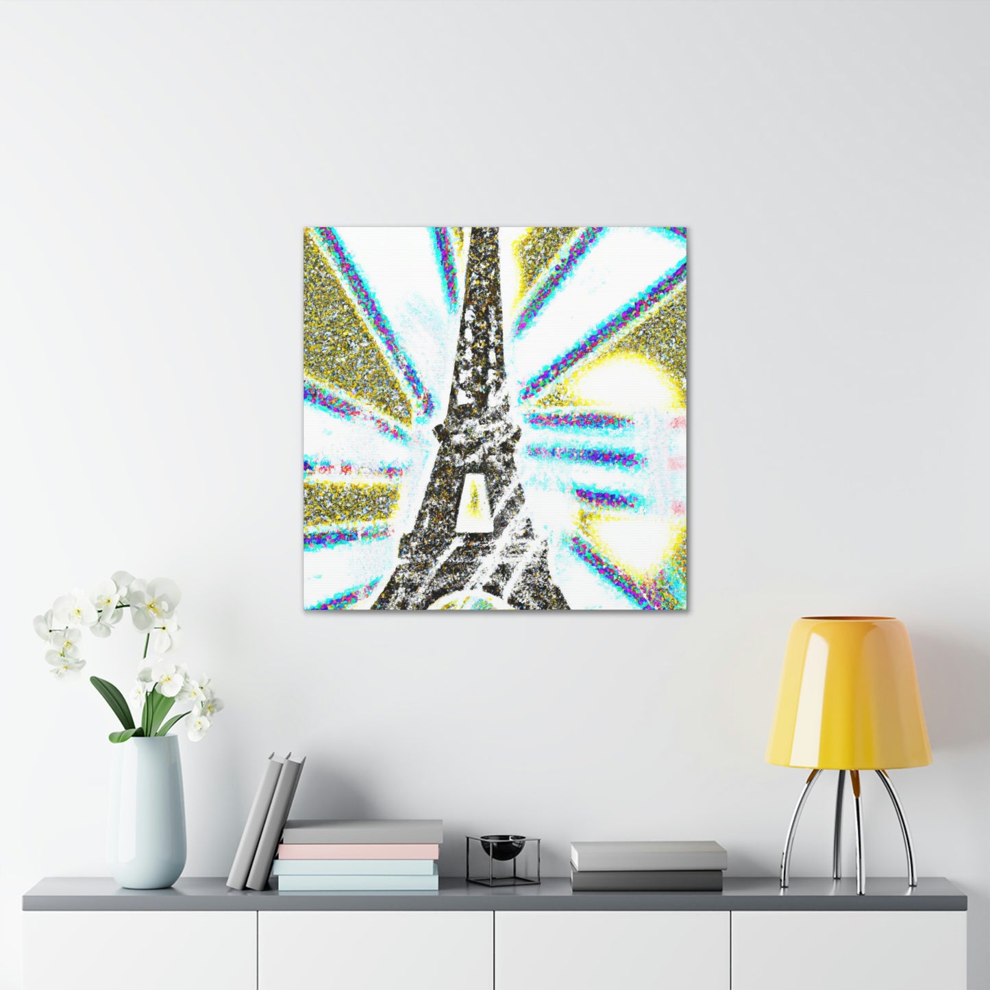 "Mimmo Rotella-Inspired Canvas Print of a Sparkling Eiffel Tower" by PenPencilArt