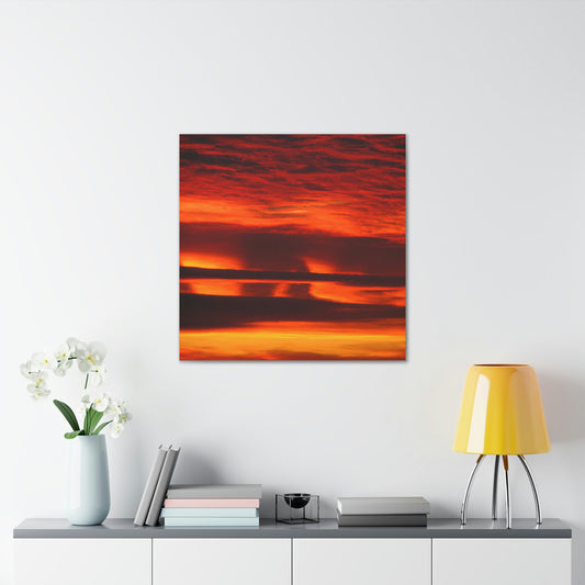 "Astonishing Red Yellow Sunrise Canvas Print Inspired by Georgia O'Keeffe" by PenPencilArt