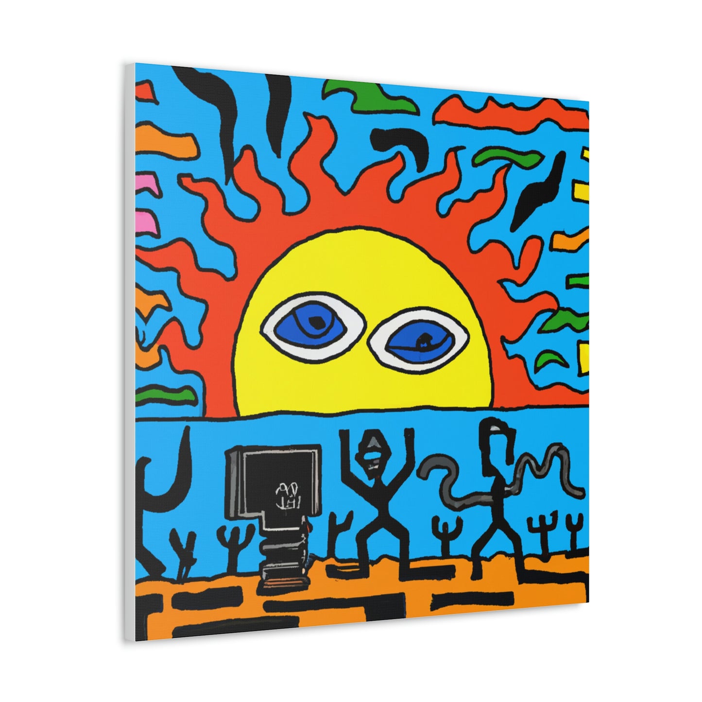 "Keith Haring-Style Sunrise Canvas Print | Style Your Home with Art" by PenPencilArt