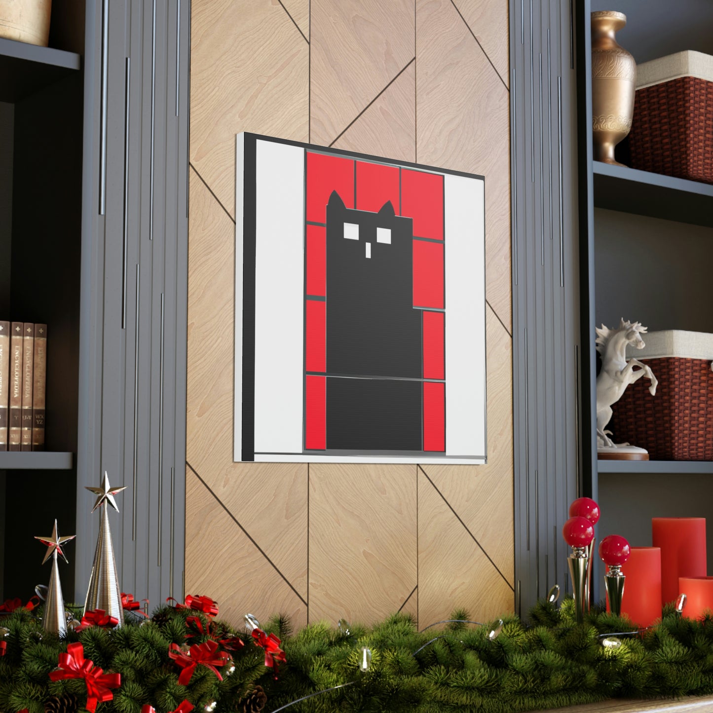 "Kazimir Malevich-Inspired Black Cat Canvas Print" by PenPencilArt