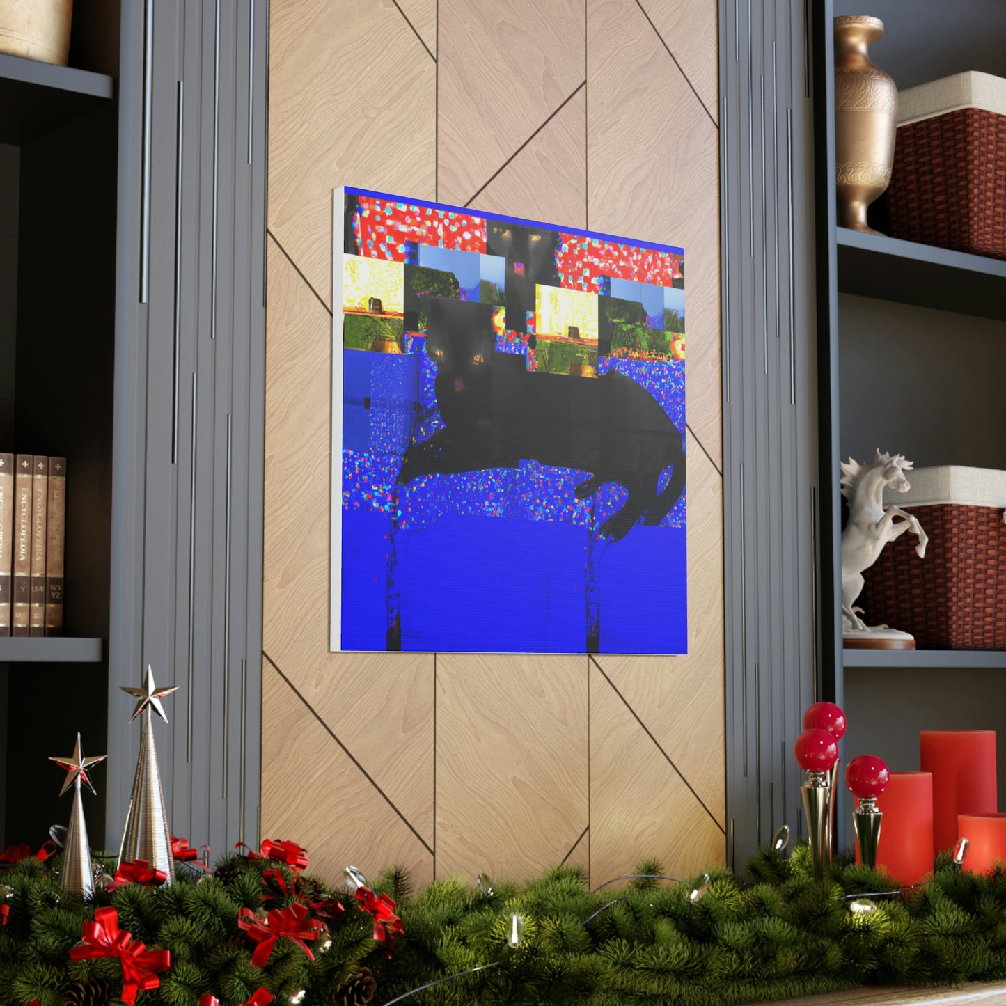 "Black Cat Wall Art | David Hockney Inspired Canvas Print" by PenPencilArt